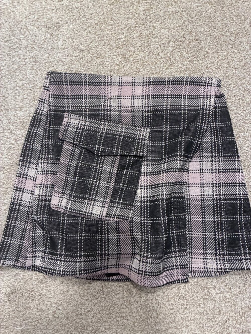 Love, Fire Pink Black Plaid Mini Skort Cargo Pocket S